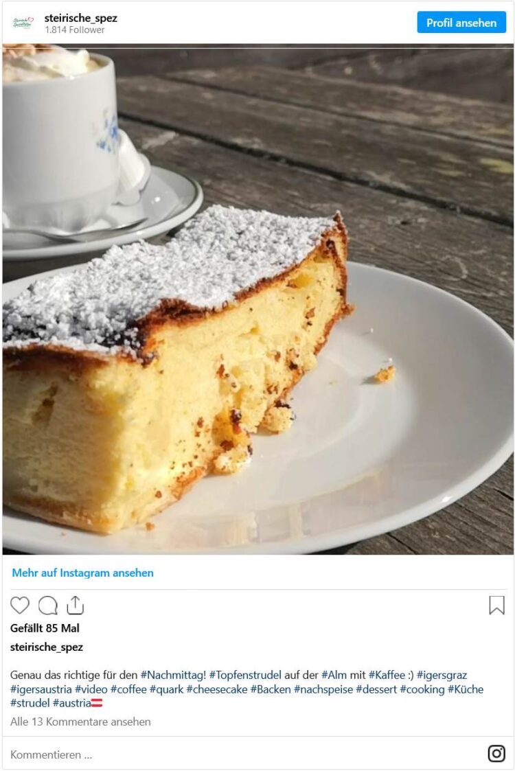 Topfenstrudel auf Instagram